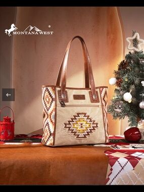 Montana West Beige and Brown Southwestern Embroidered Tote and Wallet Bundle